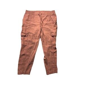 Old Navy Orange Cargo Pants Straight Leg Lightweight Pants Women’s Size L Pocket